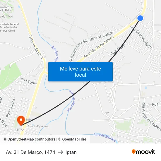 Av. 31 De Março, 1474 to Iptan map