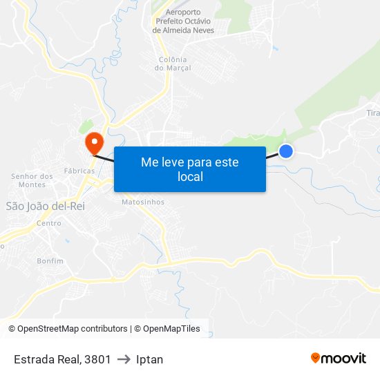 Estrada Real, 3801 to Iptan map