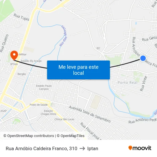 Rua Arnóbio Caldeira Franco, 310 to Iptan map