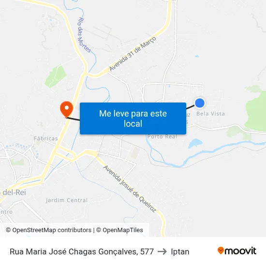 Rua Maria José Chagas Gonçalves, 577 to Iptan map