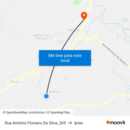 Rua Antônio Floriano Da Silva, 265 to Iptan map