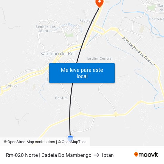 Rm-020 Norte | Cadeia Do Mambengo to Iptan map