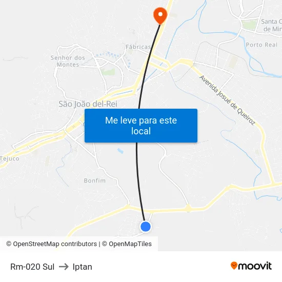 Rm-020 Sul to Iptan map
