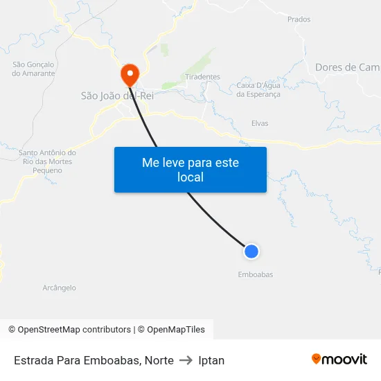Estrada Para Emboabas, Norte to Iptan map