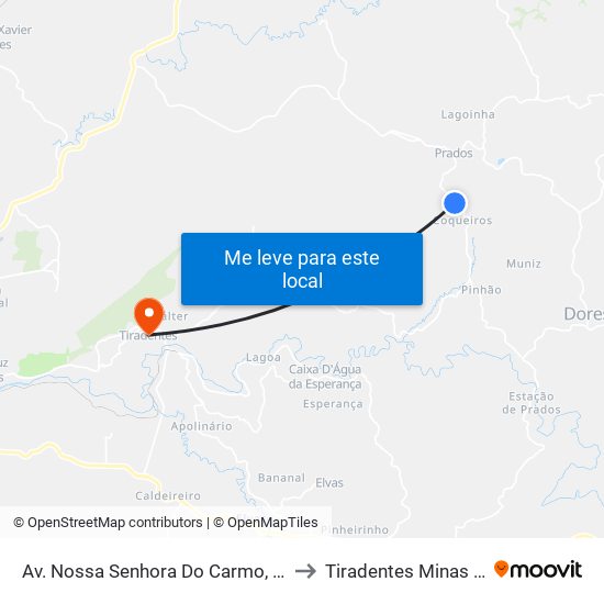 Av. Nossa Senhora Do Carmo, 445 | Frango Atalaia to Tiradentes Minas Gerais Brazil map