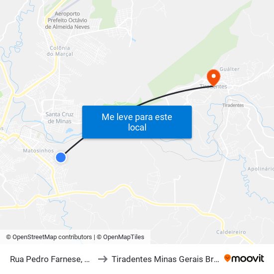 Rua Pedro Farnese, 720 to Tiradentes Minas Gerais Brazil map