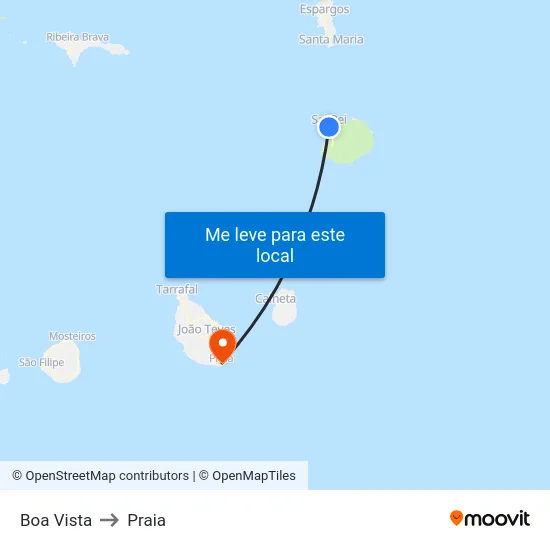 Boa Vista to Praia map