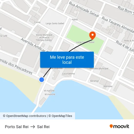 Porto Sal Rei to Sal Rei map