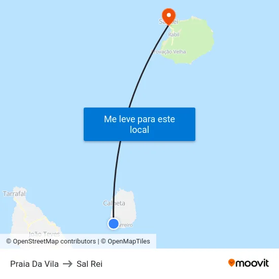 Praia Da Vila to Sal Rei map