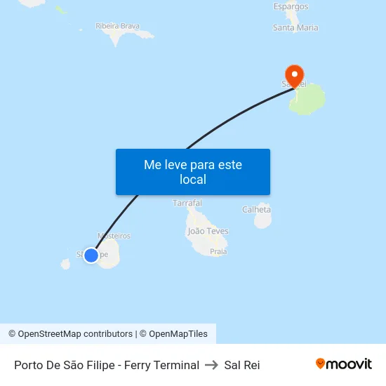 Porto De São Filipe - Ferry Terminal to Sal Rei map