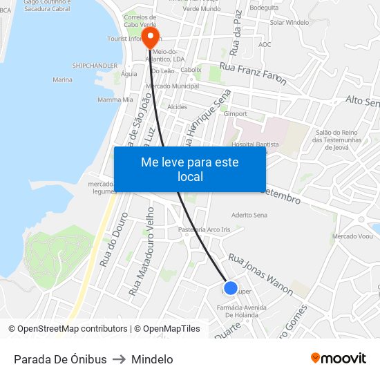 Parada De Ónibus to Mindelo map