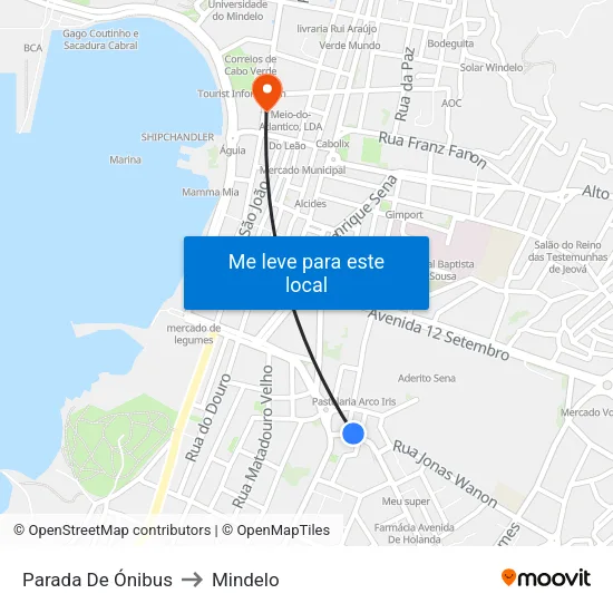 Parada De Ónibus to Mindelo map