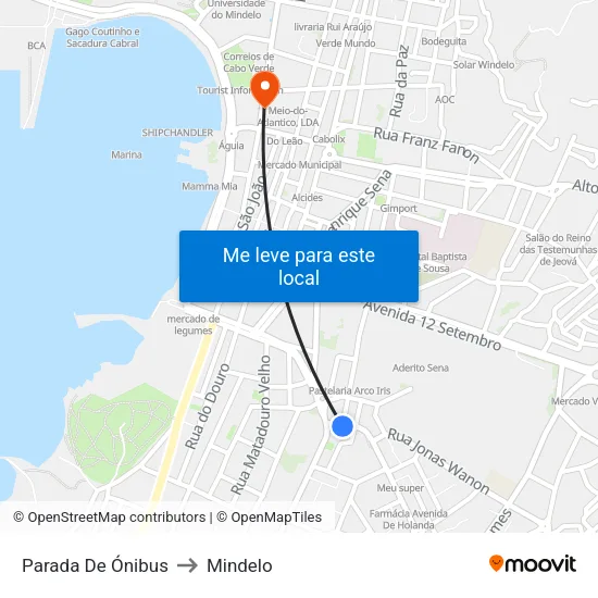 Parada De Ónibus to Mindelo map