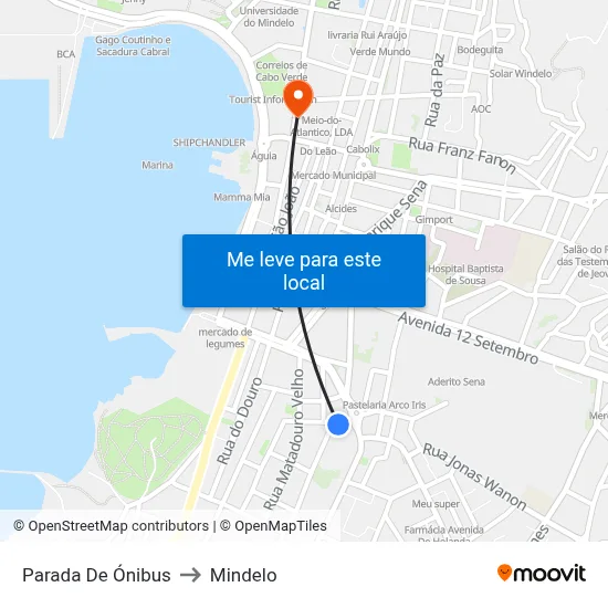 Parada De Ónibus to Mindelo map