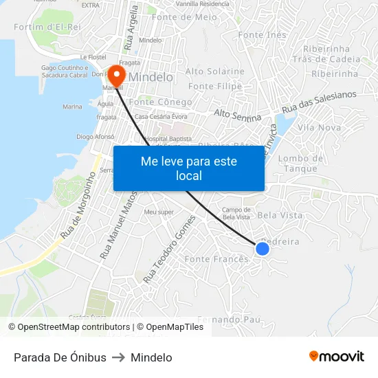 Parada De Ónibus to Mindelo map