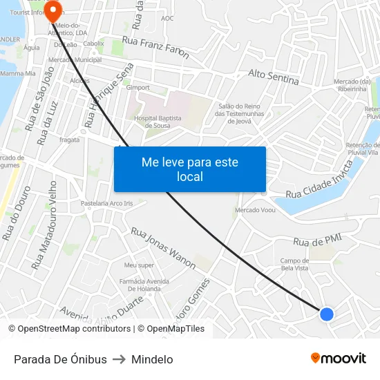 Parada De Ónibus to Mindelo map