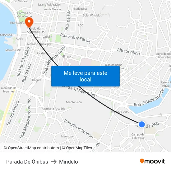 Parada De Ónibus to Mindelo map