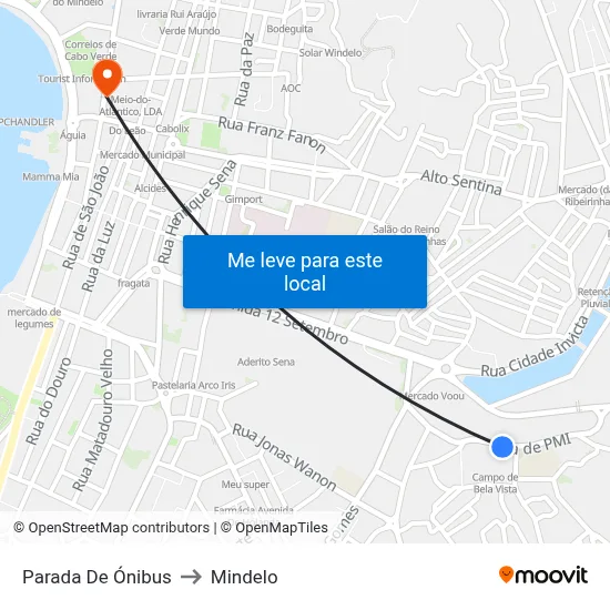 Parada De Ónibus to Mindelo map