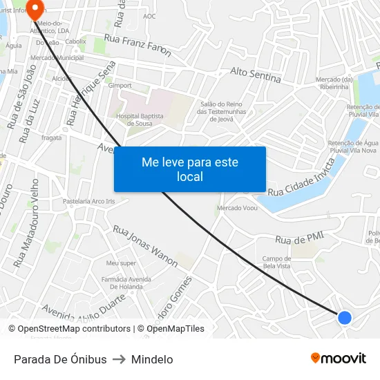 Parada De Ónibus to Mindelo map