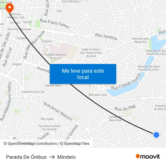 Parada De Ónibus to Mindelo map