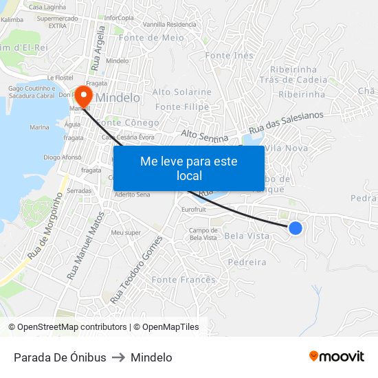 Parada De Ónibus to Mindelo map