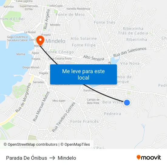 Parada De Ónibus to Mindelo map