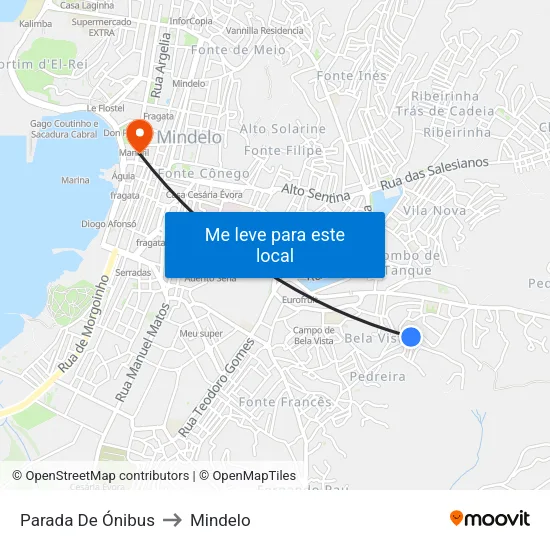 Parada De Ónibus to Mindelo map