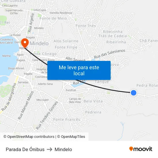 Parada De Ónibus to Mindelo map