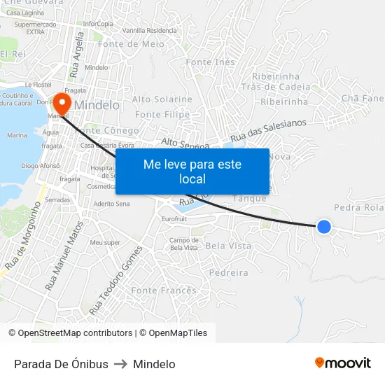 Parada De Ónibus to Mindelo map