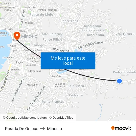 Parada De Ónibus to Mindelo map