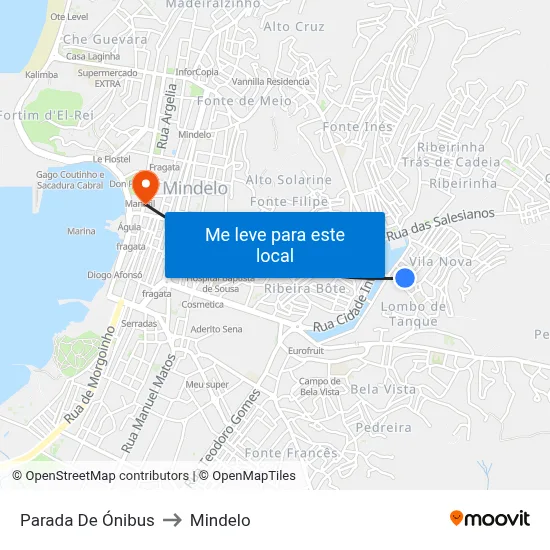 Parada De Ónibus to Mindelo map