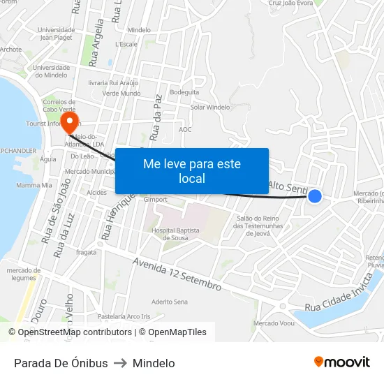 Parada De Ónibus to Mindelo map