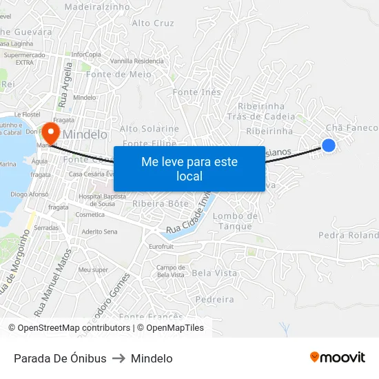 Parada De Ónibus to Mindelo map