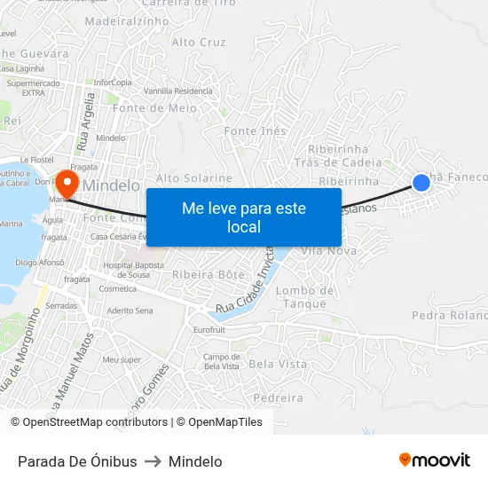 Parada De Ónibus to Mindelo map