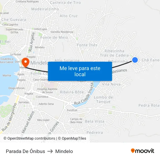 Parada De Ónibus to Mindelo map