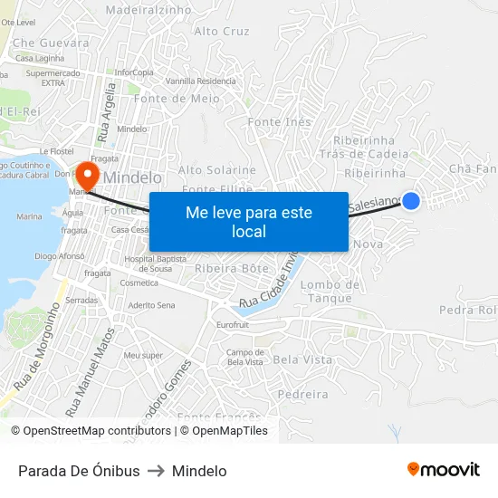 Parada De Ónibus to Mindelo map