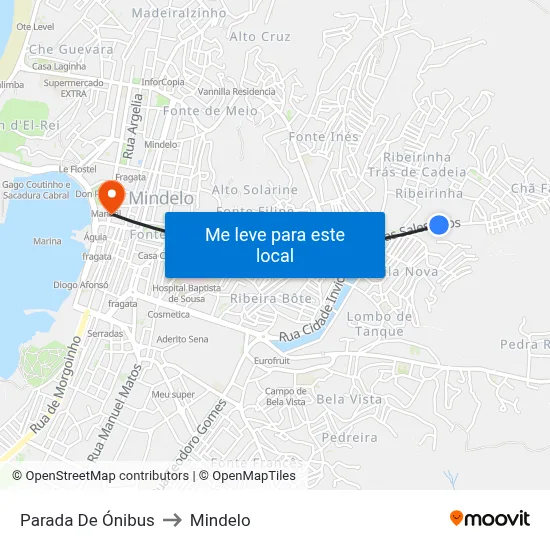 Parada De Ónibus to Mindelo map