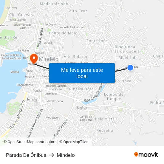 Parada De Ónibus to Mindelo map