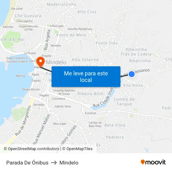Parada De Ónibus to Mindelo map