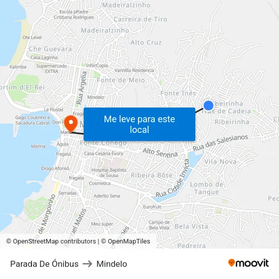 Parada De Ónibus to Mindelo map