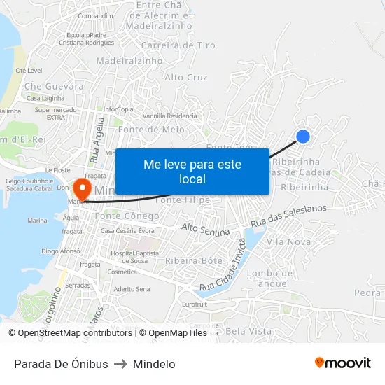 Parada De Ónibus to Mindelo map