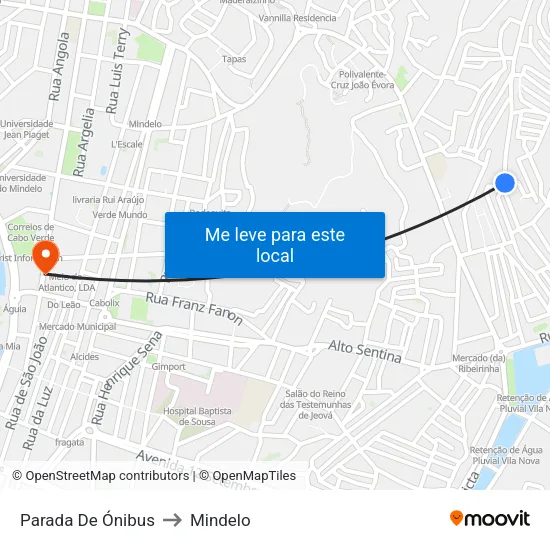 Parada De Ónibus to Mindelo map