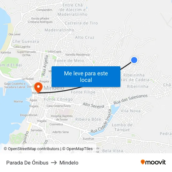 Parada De Ónibus to Mindelo map