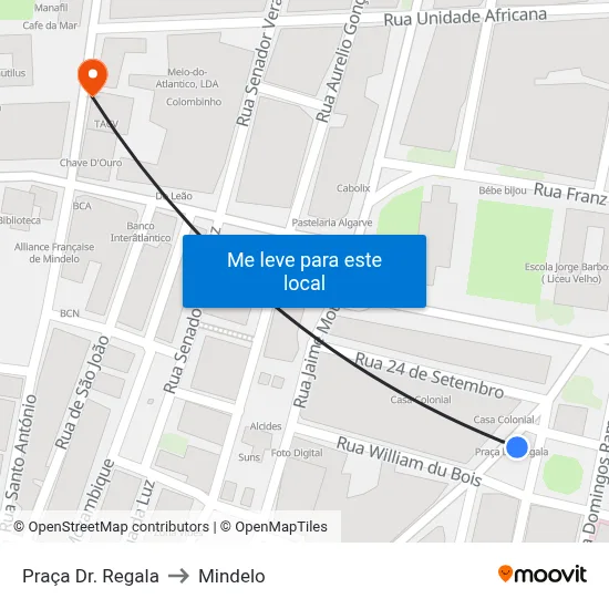 Praça Dr. Regala to Mindelo map