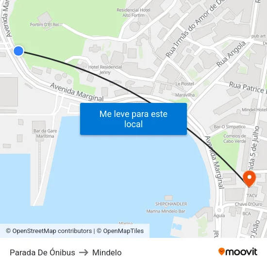 Parada De Ónibus to Mindelo map