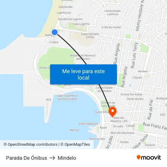 Parada De Ónibus to Mindelo map