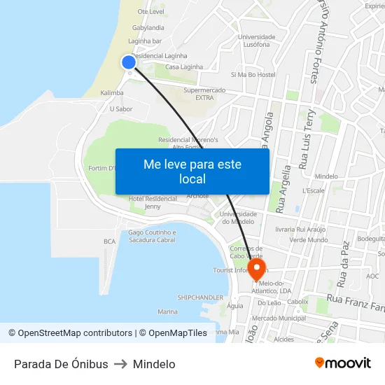 Parada De Ónibus to Mindelo map