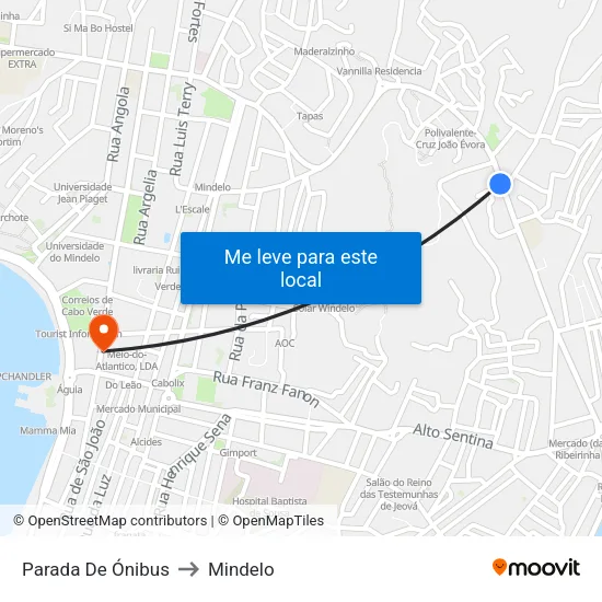 Parada De Ónibus to Mindelo map