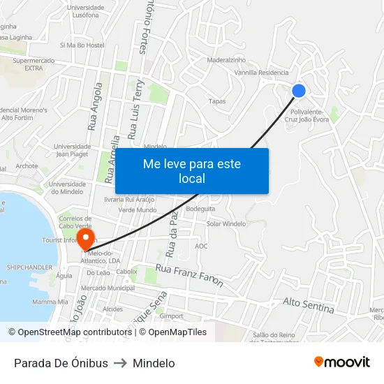 Parada De Ónibus to Mindelo map