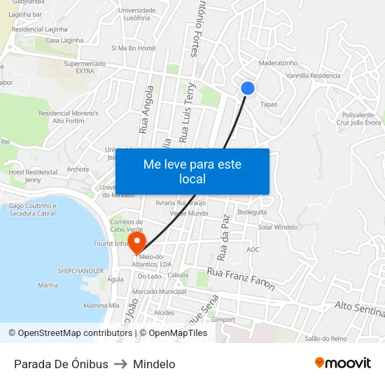 Parada De Ónibus to Mindelo map